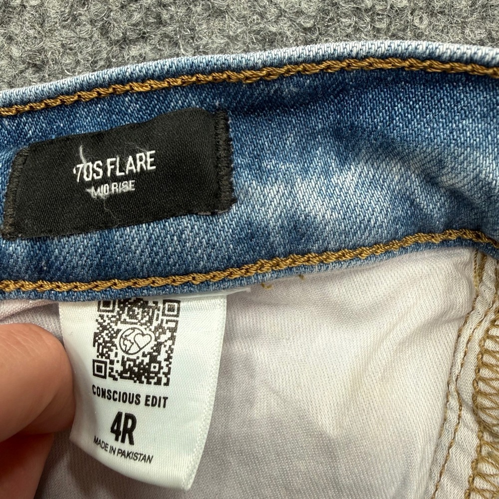 Express 70s Flare Mid Rise Light Wash Denim Jeans Womens 4R Conscious Edit - Picture 6 of 11
